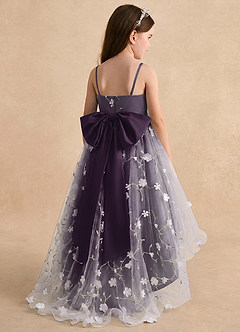 Azazie Celia Flower Girl Dresses Plum A-Line Spaghetti Strap Tulle Dress image2