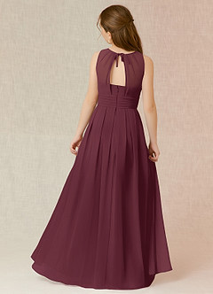 Azazie Bibiane Junior Cabernet A-Line Pleated Chiffon Dress image2