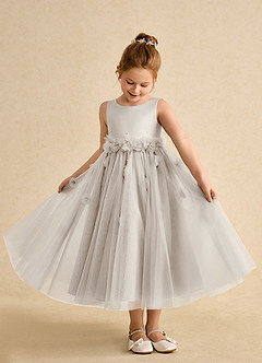 Azazie Lux Flower Girl Dresses Frost A-Line Beaded Tulle Dress image3