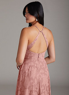 Azazie Davis Bridesmaid Dresses Rosette A-Line Pleated Floral Burnout Dress image6