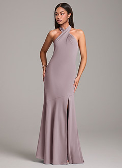 Azazie Lorena Bridesmaid Dresses Dusk Mermaid Pleated Chiffon Dress image4