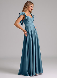 Azazie Leilani Bridesmaid Dresses Bermuda A-Line Ruched Stretch Satin Dress image6