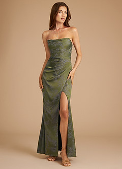 Azazie Leonis Vestidos de damas de honor Vestido de Flor De Olivo de Florecer de Corte Sirena Convertible con Sin tirantes image1