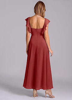Azazie Leilani Bridesmaid Dresses Rust A-Line Ruched Chiffon Dress image2