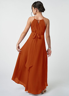Azazie Oaklynn Junior Paprika A-Line Pleated Chiffon Dress image3