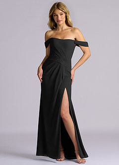 Azazie Heidi Brudtärnklänningar Klä av Sjöjungfru i Chiffong Korsett Svart image3