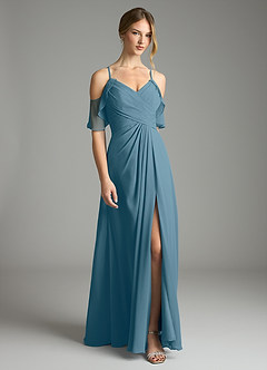 Azazie Dakota Bridesmaid Dresses Bermuda A-Line V-Neck Pleated Chiffon Dress image3