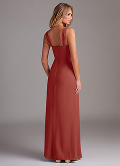 Azazie Denice Bridesmaid Dresses Terracotta Sheath Pleated Chiffon Dress image6