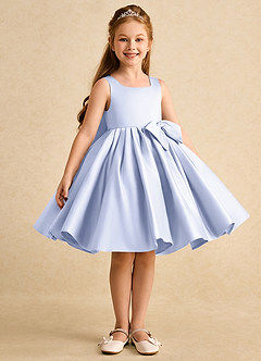 Azazie Jessie vestidos de niña de las flores Vestido de Lavanda de Satin Mate de Corte En A con Lazo image4