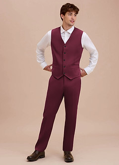 front Ethan Burgundy Refined Weave Suit Vest