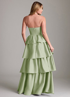 Azazie Faye Bridesmaid Dresses Dusty Sage A-Line Ruched Stretch Satin Dress image2