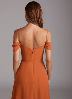 Azazie Marley Bridesmaid Dresses Cinnamon A-Line Off the Shoulder Chiffon Convertible Dress image9