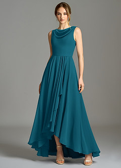 Azazie Wonderland Bridesmaid Dresses Ink Blue A-Line Pleated Chiffon Dress image1