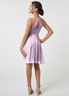 Azazie Ginny Junior A-Linie Plissee Chiffon Kleid Frostiges Flieder image4