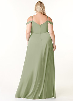 Azazie Ocean Bridesmaid Dresses Dusty Sage A-Line V-Neck Pleated Stretch Satin Dress image7