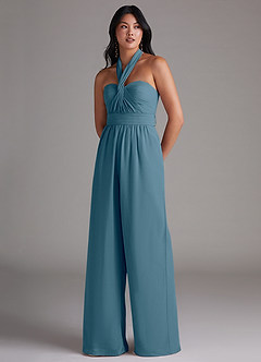 Azazie Lamara Brautjungfernkleider Wandelbar Schulterfrei Chiffon Overall/Jumpsuit Bermudablau image8