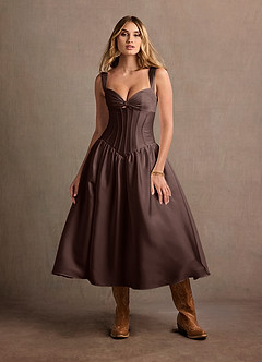 Arwen Truffle Dropped Waist Midi Dress image6