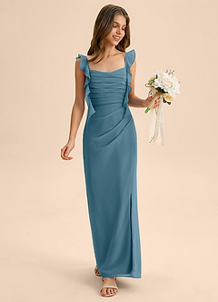 Azazie Jessamine Junior Robe Sirène en Mousseline de soie Encolure en Forme de Cœur Bermude image3