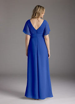 Azazie Alessa Mother of the Bride Dresses Royal Blue A-Line V-Neck Pleated Chiffon Dress image6