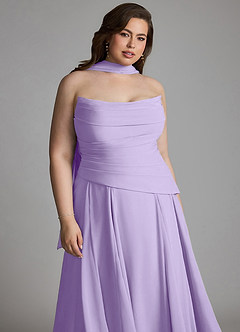 Azazie Gabriela Robes de demoiselle d'honneur Robe Trapèze en Mousseline de soie Corset Lilas image21