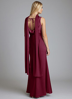 Azazie Tallie Bridesmaid Dresses Mulberry Mermaid Pleated Stretch Satin Dress image4