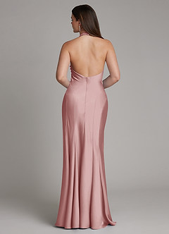 Azazie Sahara Bridesmaid Dresses Dusty Rose A-Line Pleated Stretch Satin Dress image2