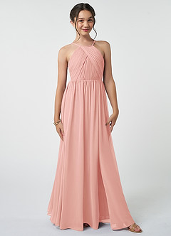 Azazie Leighton Junior Rosette A-Line Pleated Chiffon Dress image2
