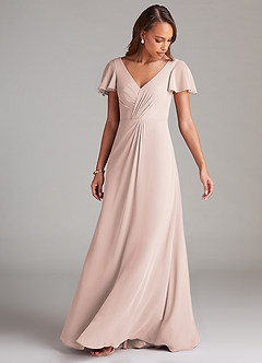 Azazie Soren Bridesmaid Dresses Rose Petal A-Line Ruched Chiffon Dress image5