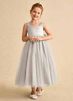 Azazie Chickadee Flower Girl Dresses Frost Ball-Gown Sweetheart Neckline Matte Satin Dress image5