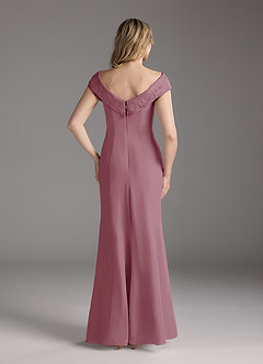 Azazie Cupid Mother of the Bride Dresses Vintage Mauve A-Line Boatneck Lace Chiffon Dress image5