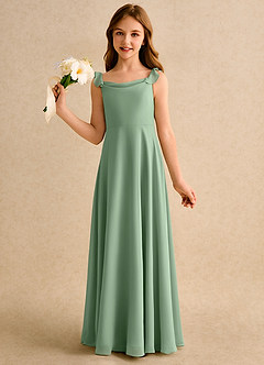 Azazie Puppy Girls Formal Flower Girl Dresses Matcha A-Line Pleated Chiffon Dress image3