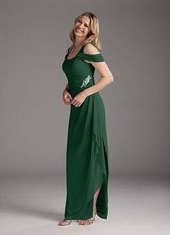 Azazie Weitzman Mother of the Bride Dresses Dark Green Sheath Sequins Mesh Dress image2