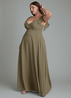 Azazie Leilani Bridesmaid Dresses Willow Green A-Line Pleated Chiffon Dress image10