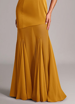 Azazie Uma Abiti da Damigella Abito Convertibile Sirena in Chiffon Senza Cinturino Caramello image6