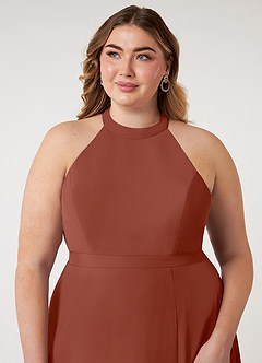 Azazie Clarice Bridesmaid Dresses Auburn A-Line Halter Chiffon Dress image13