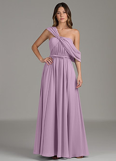 Azazie Nyah Jurken voor bruidsmeisjes Jurk van Chiffon met A-lijn Off-shoulder Blauweregen image4