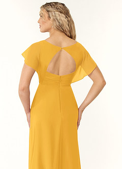 Azazie Rylee Bridesmaid Dresses Marigold A-Line Pleated Chiffon Dress image2