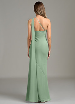Azazie Juniper Bridesmaid Dresses Matcha Mermaid One Shoulder Chiffon Dress image6