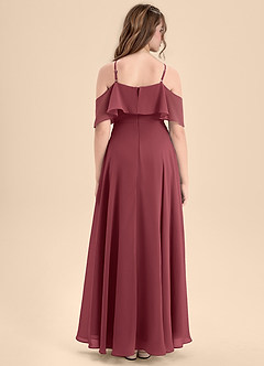 Azazie Tessabelle Junior Vestido de Merlot de Gasa de Corte En A con Vestidos sin tirantes image2