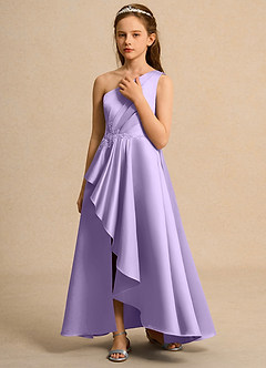 Azazie Taffy Junior Formal Flower Girl Klänningar Klä A-Line i Matt satäng Spets image5