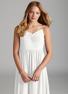 Azazie Zeya Junior White A-Line Chiffon Dress image6
