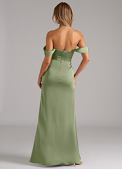 Azazie Johana Bridesmaid Dresses Pistachio Mermaid Off the Shoulder Stretch Satin Convertible Dress image3