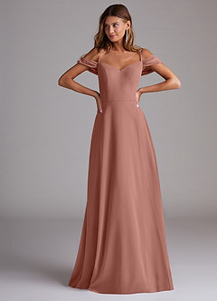 Azazie Marley Bridesmaid Dresses Cedar Rose A-Line Off the Shoulder Chiffon Convertible Dress image4
