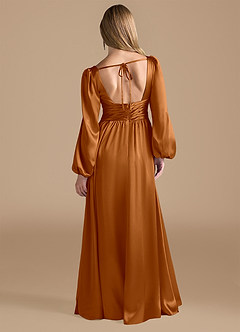 Azazie Norah Final Sale Auburn A-Line Metallic Satin Dress image2