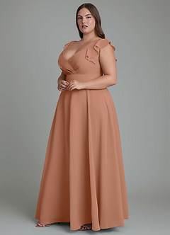 Azazie Leilani Bridesmaid Dresses Bronzer A-Line Pleated Chiffon Dress image9