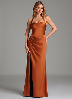 Azazie Serenity Bridesmaid Dresses Cinnamon Mermaid Sweetheart Neckline Stretch Satin Dress image1
