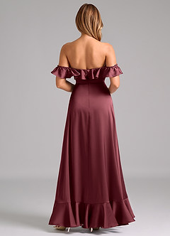 Azazie Lyra Brautjungfernkleider Wandelbar A-Linie Schulterfrei Stretch-Satin Kleid Merlot image6