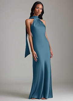 Azazie Cassiana Bridesmaid Dresses Bermuda Mermaid Pleated Stretch Satin Dress image6