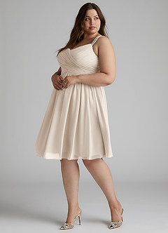 Azazie Angie Bridesmaid Dresses White Alabaster A-Line Corset Chiffon Dress image17