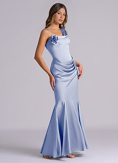 Azazie Inara Bridesmaid Dresses Ice Mermaid Pleated Stretch Satin Dress image5